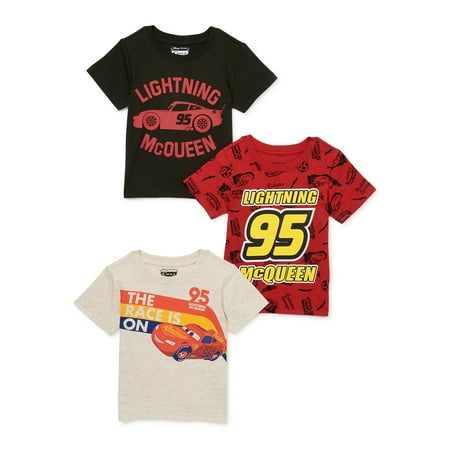 Disney Pixar Cars Baby and Toddler Boy Short-Sleeve T-Shirts Multipack, 3-Pack, Sizes 12M-5T