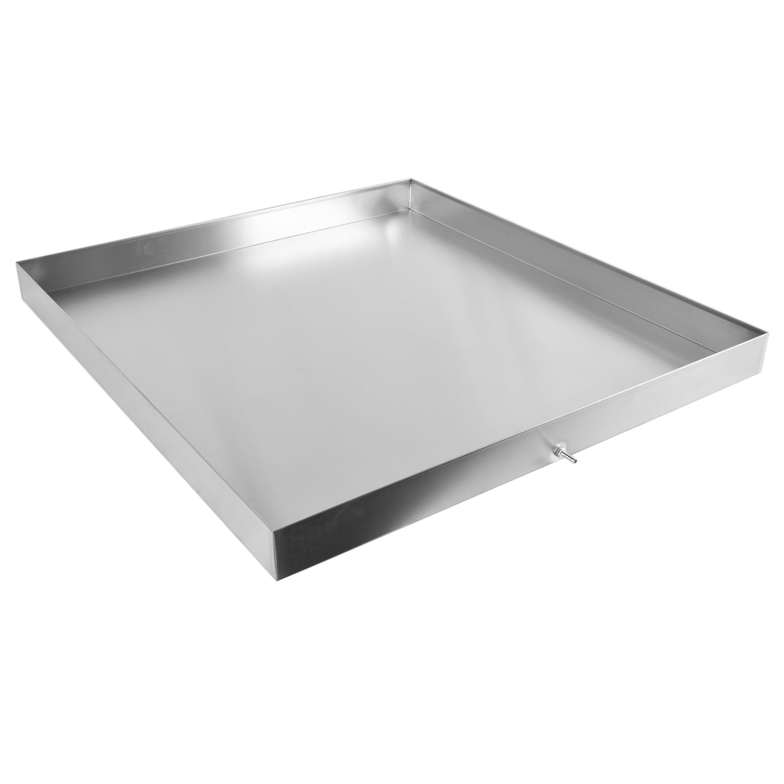 GELUOXI 32 x 30 x 2.5 Inch Washing Machine Pan Stainless Steel Washing Machine Drain Pan Heavy Duty Compact Washer Drip Tray with Drain Hole & Hose Adapter