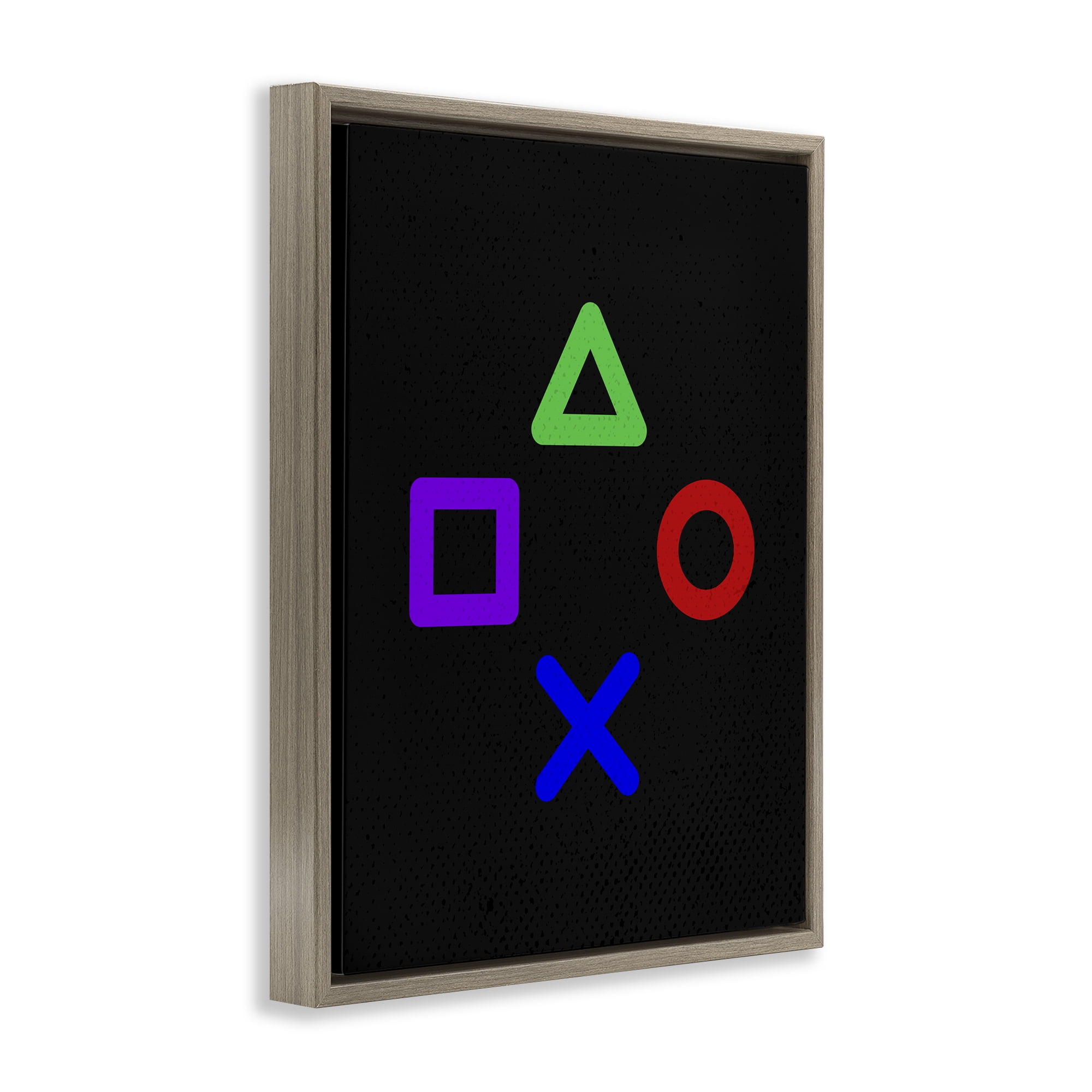 Game Button Shapes Brown Framed Floater Canvas Wall Art, design by Kim Allen