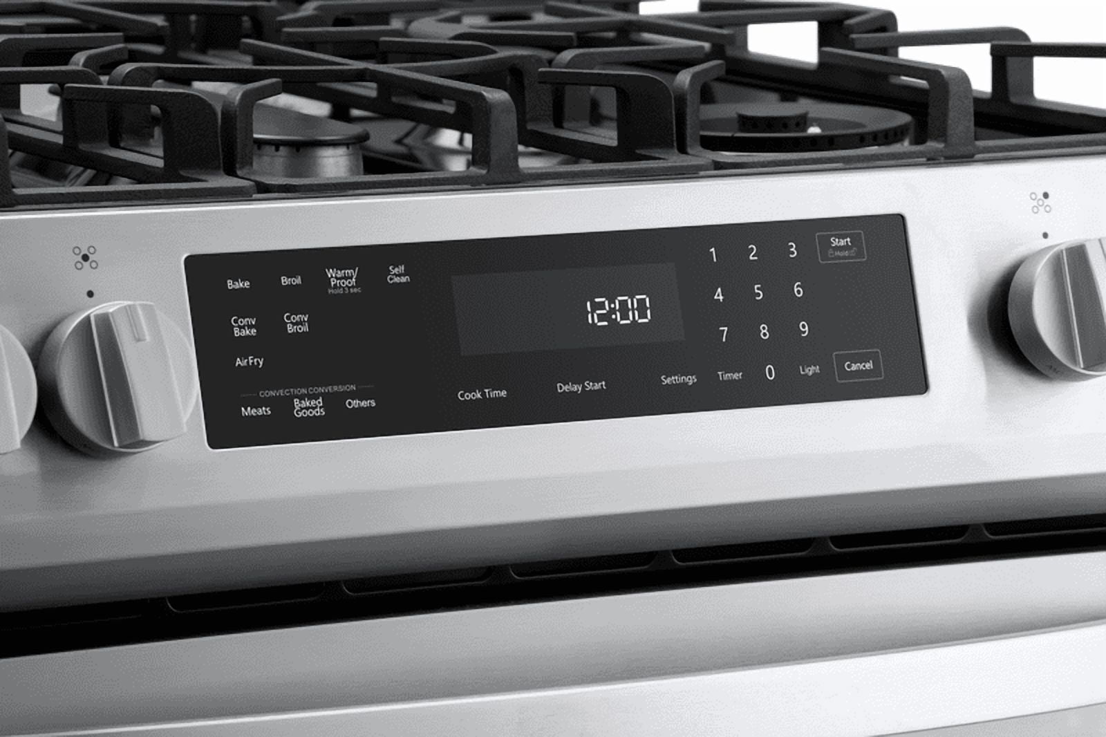 Kenmore 5.6 cu. ft. Front-Control 5 Burner Convection Gas Range with Oven, Storage Drawer, Large Window, Dishwasher Safe Cast Iron Grates