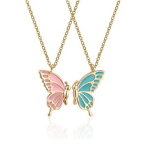 2 Pack Butterfly Friendship Necklace BFF Best Friend Gift Enamel Jewelry for Women Men Christmas Decorations