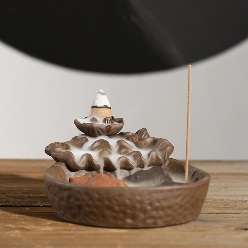 Fish Lotus Backflow Incense for Burner Chinese Censer Holder Zen Buddhist Crafts