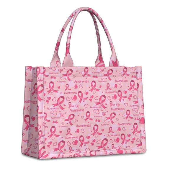 Large Capacity Tote Bag,Pink Breast Cancer and Love Handbag Fashion Luxury Tote Bag,15.7"x13"x 5.1" Inches,Laptop Compatible