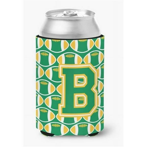 Letter B Football Green & Gold Can or Bottle Hugger