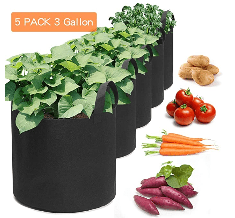 FREAHAP R 5 Pcs Grow Bag Aeration Non-Woven Fabric Plant Pots With Handles Grow Pots 3 Gallons 