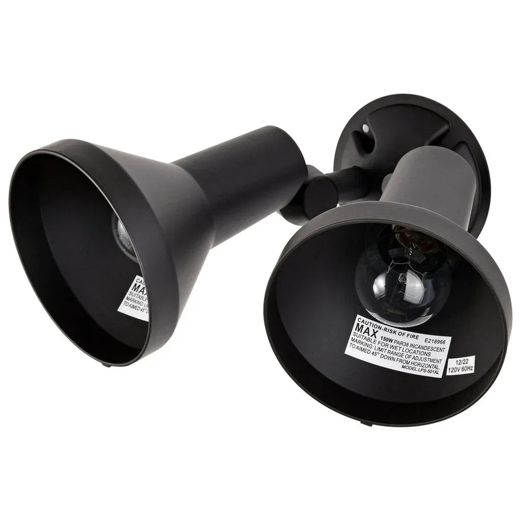 2-Light 15-in Flood Light Exterior PAR38 w/ Adjustable Swivel Grey Finish