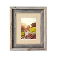 thumbnail image 2 of Rustic Barnwood Picture Frames – Reclaimed Wood Photo Frames – Wood Frame with Mat for Wall & Tabletop Display – Made in USA, Weathered Gray, 11x14 matted to display a 8x10, Burlap Mat, 2 of 7