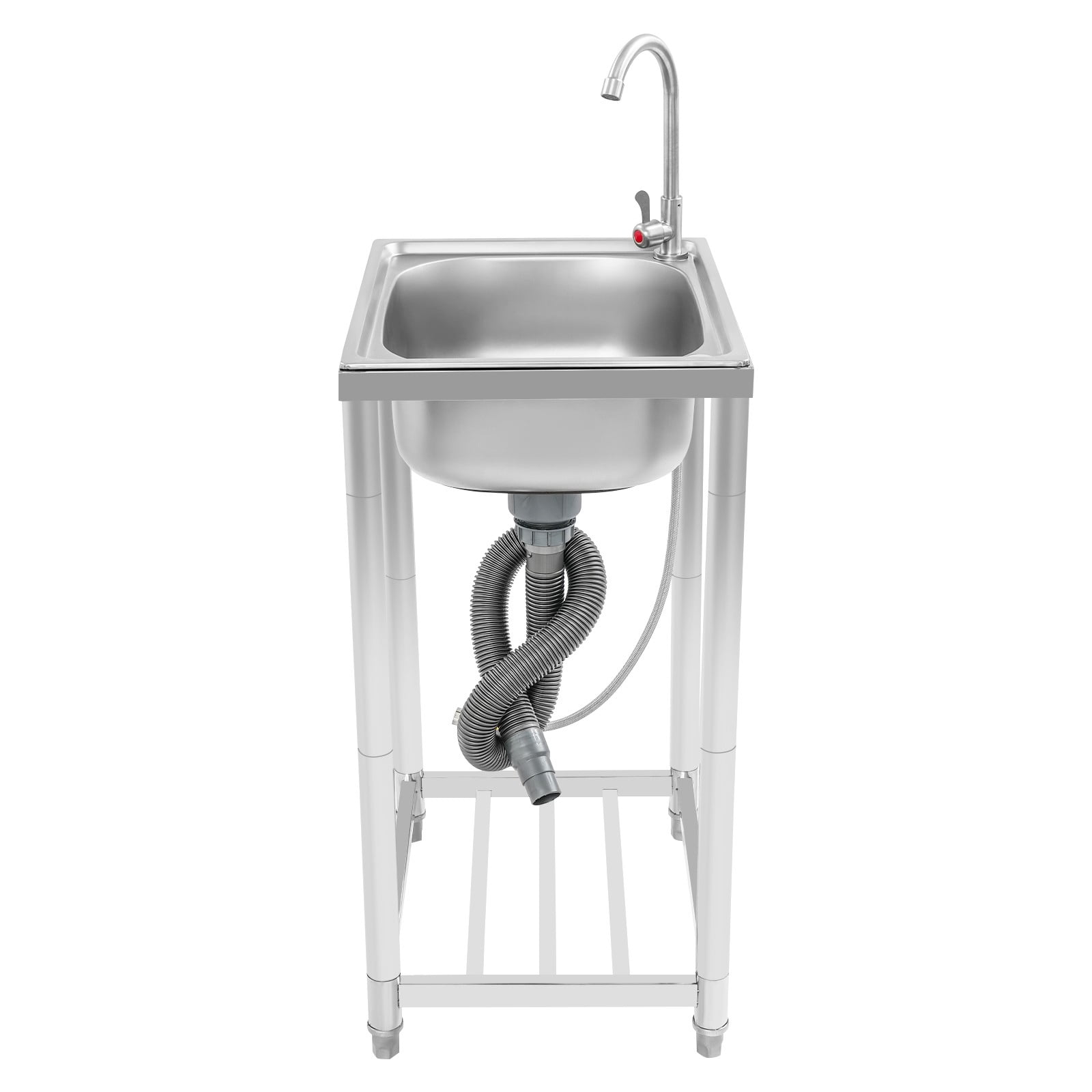Stainless Steel Sink, 50cm Single Bowl Kitchen Sink, Freestanding Utility Sink for Laundry Room, Easy Installation