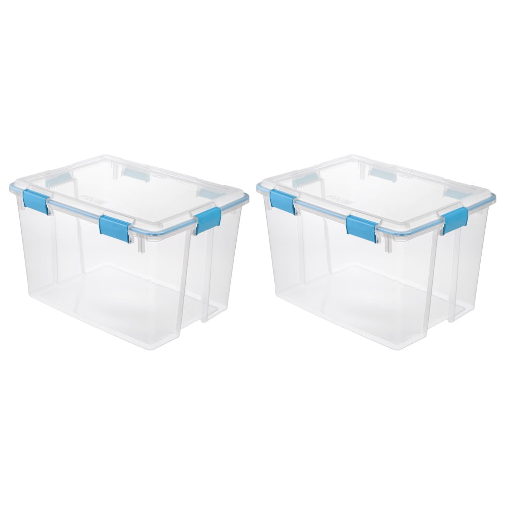 Sterilite 1938 Plastic Gasket Storage Box Container 80 Quart 76 Liter Air Tight Seal Clear With