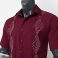 thumbnail image 4 of Camisas Casuales Para Hombre Camisa de manga corta bordada de playa suelta informal de verano para hombre (Red, M), 4 of 6