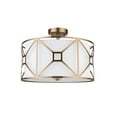 thumbnail image 2 of Woodbridge Lighting Regan Medium 3-Light Fabric Semi-Flush Mount in Brass, 2 of 2