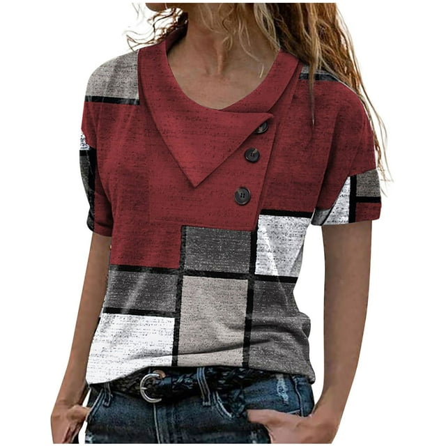 Pompotops T-Shirt Décontracté à Manches Courtes Imprimé pour Femmes