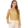thumbnail image 2 of INSPIRE CHIC Women's Crochet Lace See Through Floral Ruffle Neck Blouse, 2 of 2