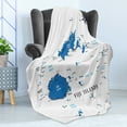 thumbnail image 4 of Fiji Soft Flannel Fleece Throw Blanket, Mapping with Names Written Geographical Layout, Cozy Plush for Indoor and Outdoor Use, 60" x 80", White Cobalt Blue Green, by Ambesonne, 4 of 5