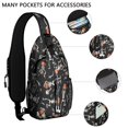 thumbnail image 2 of Sling Backpack,Skeleton Pumpkin Halloween Pattern Crossbody Bag with Water Bottle Holder,Waterproof Sling Bag for Men/Women with Chest Phone Holder for Hiking,Travel, 2 of 6