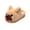 Khaki, variant on Girls' Plush Puppy Slippers, Closed Toe House Shoes, Puppy Face with Floppy Ears on Cream Pile, Slip On Casual Footwear