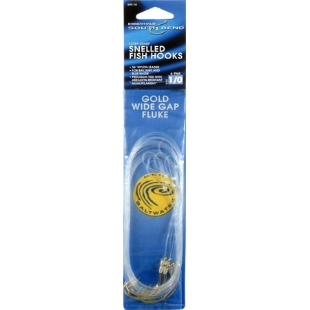 - South Bend Gold Wide Gap Fluke Snelled Hook