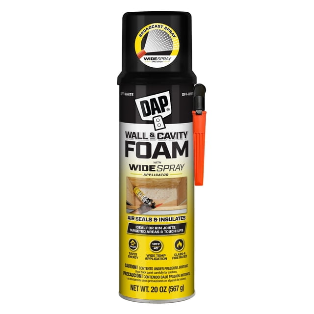 Sealant DAP Wall & Cavity Foam, 570 g, espray ancho de color blanquecino
