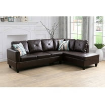 Modern L-Shape Sectional Sofa for Living Room, Modular Leather Sleeper Sofa Couch With Chaise For Bedroom, Brown