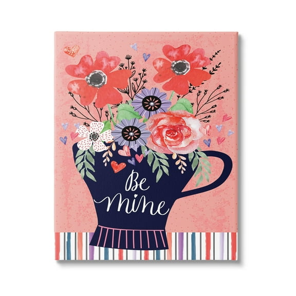 Stupell Be Mine Flower Bouquet Romance Holiday Painting Gallery Wrapped Canvas Print Wall Art