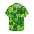 thumbnail image 2 of Ceisia Men's St. Patrick's Day All-Over Shamrock Print Short Sleeve Turndown Collar Stretch Casual Shirt Green M Gifts, 2 of 5