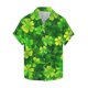 thumbnail image 2 of Ceisia Men's St. Patrick's Day All-Over Shamrock Print Short Sleeve Turndown Collar Stretch Casual Shirt Green M Gifts, 2 of 5