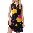 thumbnail image 4 of WTOBBY Women's Fashion Casual Printed V-Neck Button Vest Sleeveless Dress with Pocket, Tie-Dye Colorful Print for Summer Wear, Comfortable and Stylish for Beach and Outings,Orange 2XL, 4 of 5