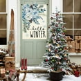 thumbnail image 2 of Hello Winter Blue Flower House Flag 28 x 40 Inch Double Sided Burlap Winter Blue Flower Snowflake Pinecone Christmas Large Yard Flag Holiday Seasonal Yard Outdoor Outside Decoration, 2 of 6