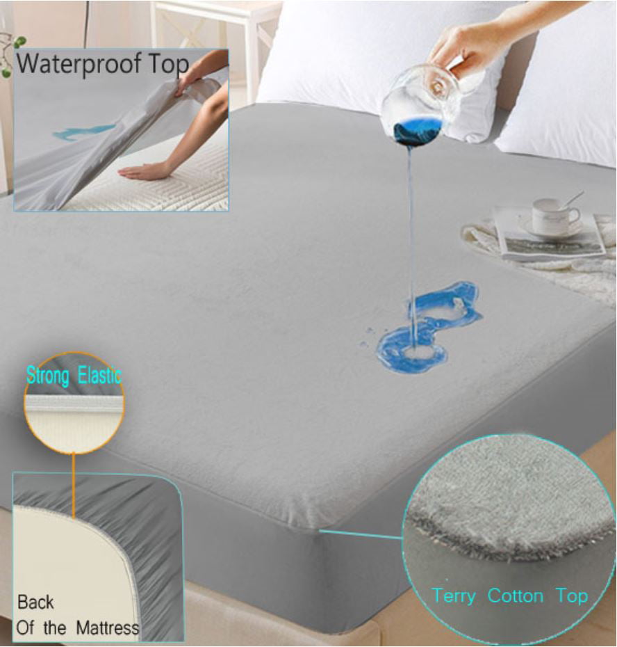 King Size Mattress Protector Waterproof Pad Fitted Hypoallergenic Cotton Terry 