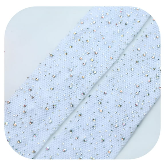 TELOLY Women's Sparkle Rhinestone Fishnets Sexy Tights High Waist Stockings, white