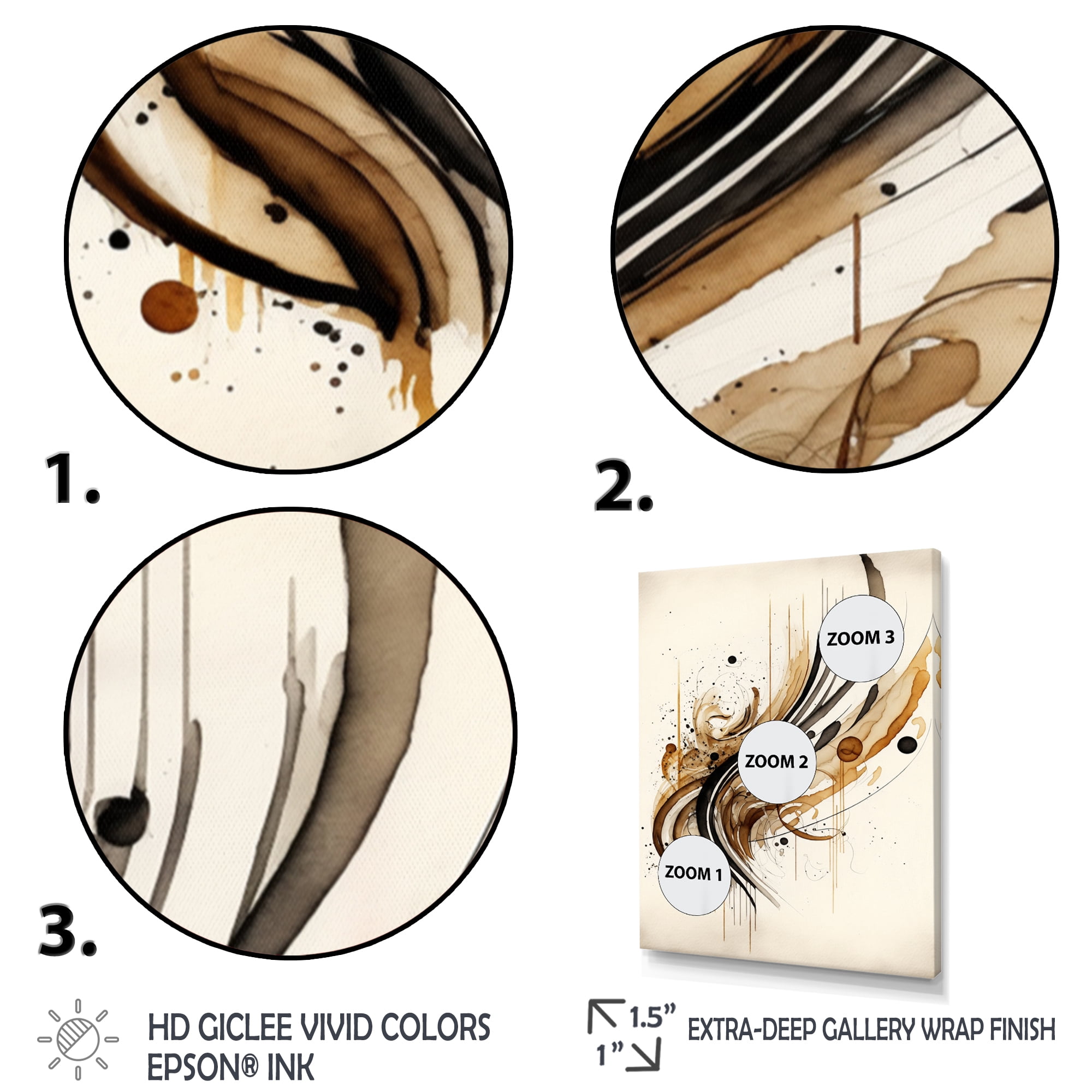 Designart Brown And Black Movement I Canvas Wall Art