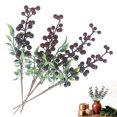 thumbnail image 3 of 5-Pack Artificial Berry Branches, Faux Purple Berry Stems for Halloween Decor, Gothic Wedding Centerpieces, Moody Vases, Wreaths and DIY Floral Arrangements, 3 of 7