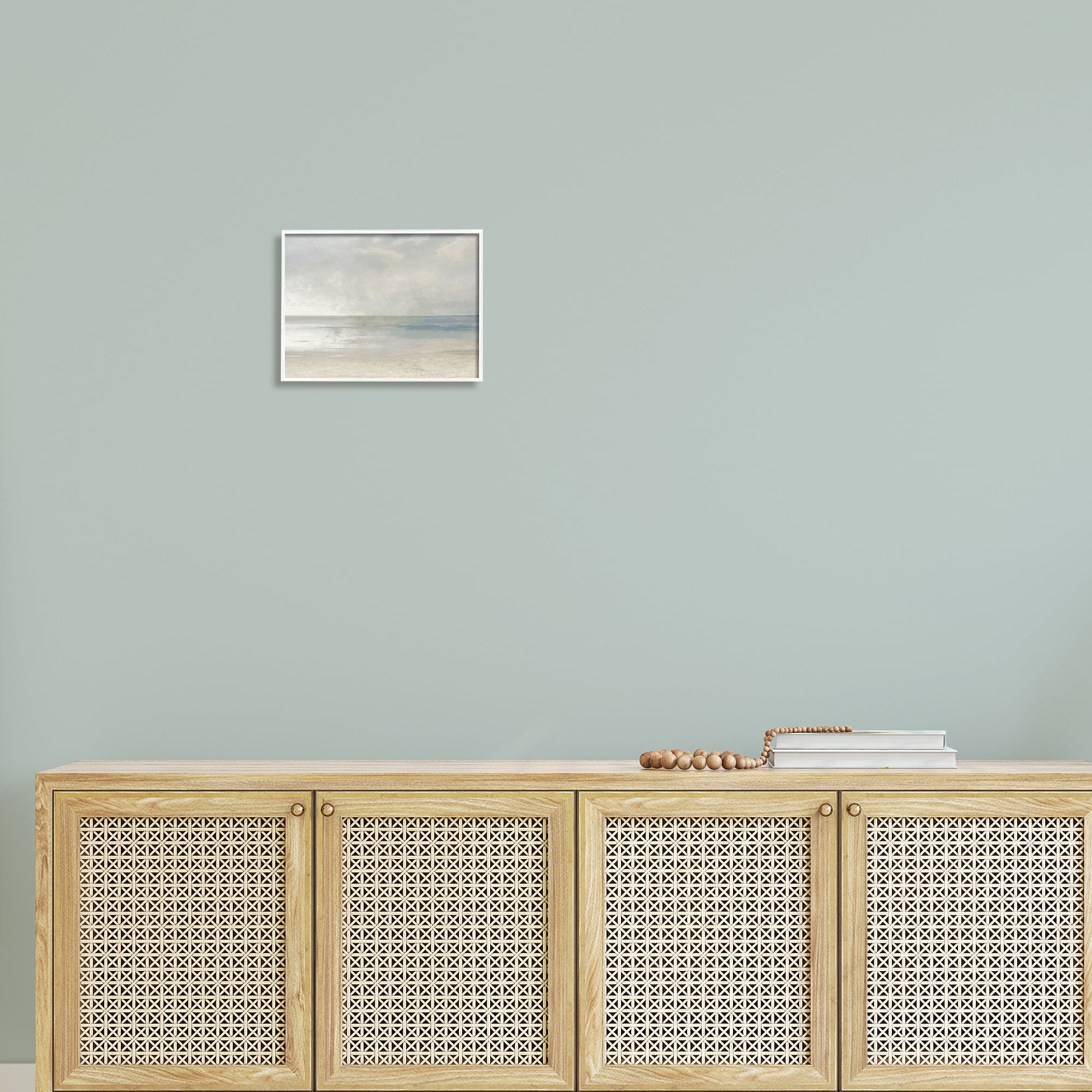 Stupell Sandy Tide Ocean Horizon Landscape Painting White Framed Art Print Wall Art