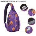 thumbnail image 2 of Sling Backpack,Halloween Spider Bat Pattern Sling Bag with Water Bottle Holder,Waterproof Sling Bag for Men/Women with Headphone Jack for Hiking,Travel, 2 of 6