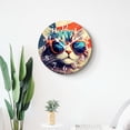 thumbnail image 4 of Non-Ticking Sweep Movement Wall Clock Battery Operated Analog Wall Clocks Decorative for Bedroom-A Gray Cat Patriot Wearing Sunglasses Multicolor(16inch), 4 of 4
