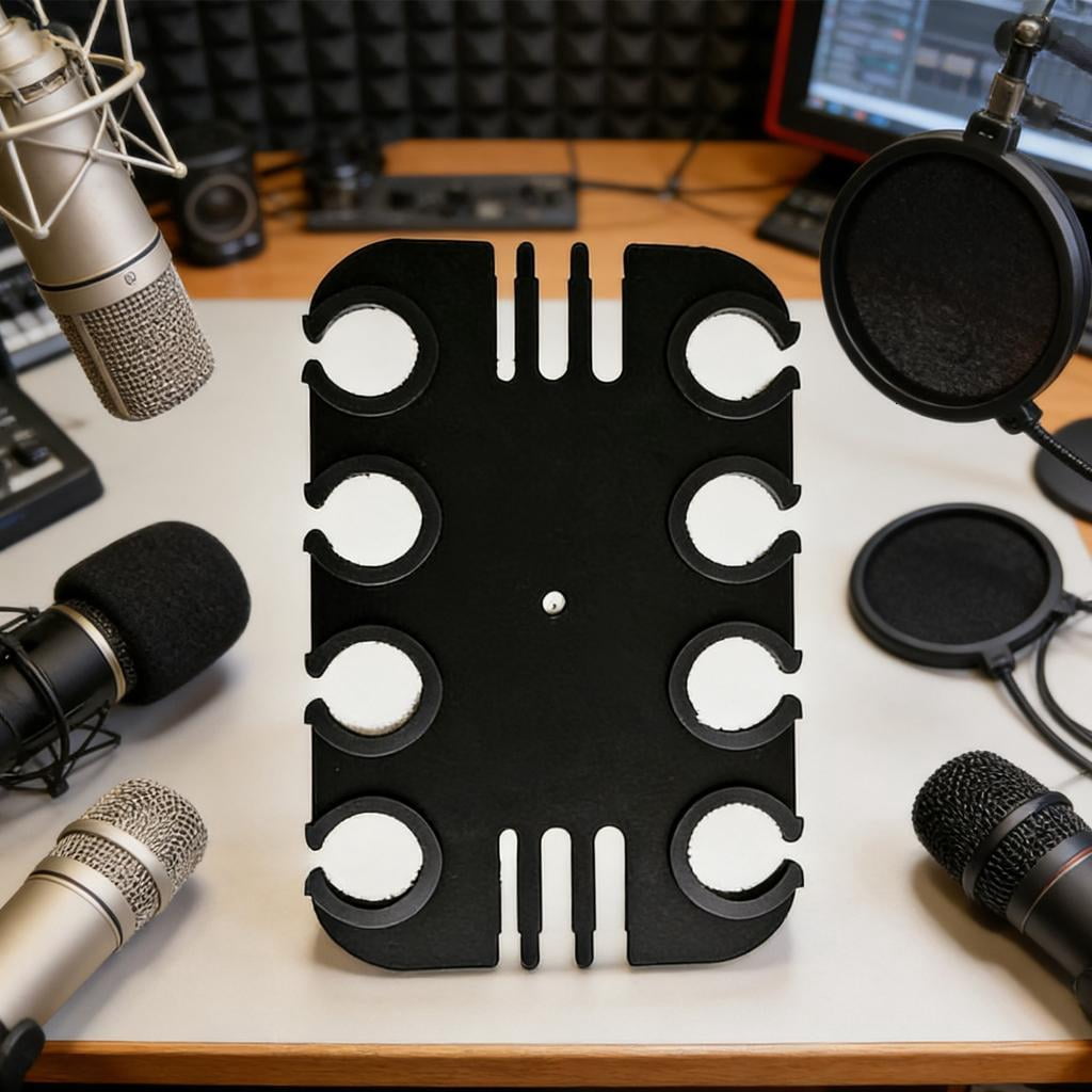 Heavy Duty 8 Hole Microphones Stand Tray For Musicians And Sound Engineers Carbon Steel Materials
