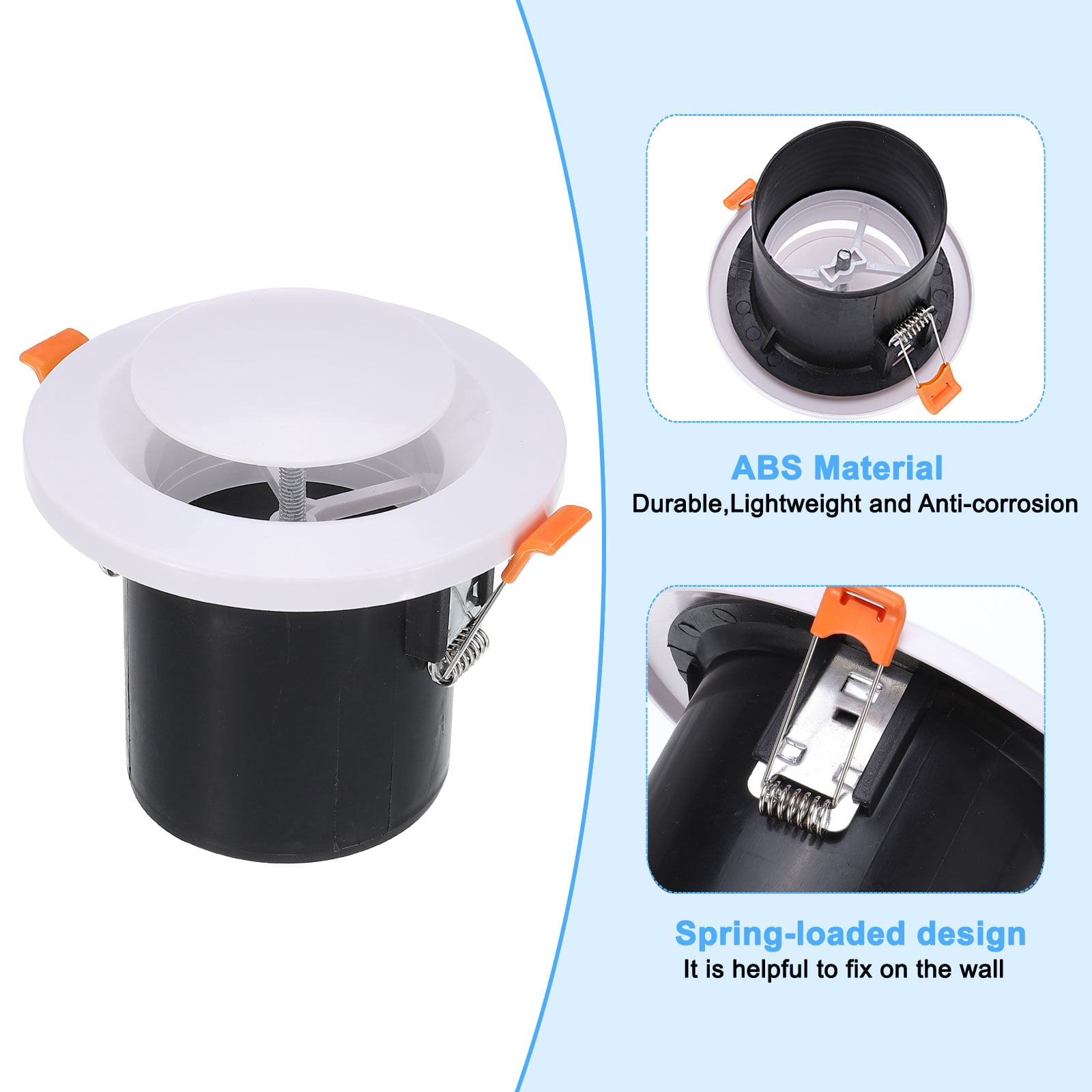 Uxcell 3 Inch Round Air Vent Spring Loaded, 2pcs ABS Adjustable Soffit Exhaust Vent for Home Office Ventilation, White