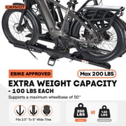 CRAVOT E2 PLUS Foldable Hitch 2-eBike Rack, 200 LBS Capacity, 2 Receiver