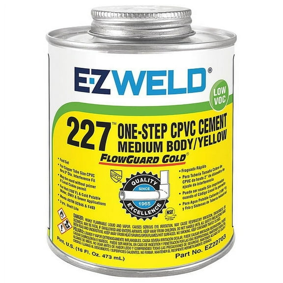 Ez Weld Cement,16 Oz,Yellow,CPVC EZ32703N