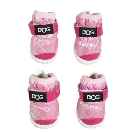 Twinkseal Fleece Padded Dog Boots 4pcs Pet Shoes Non-slip Waterproof Fastener Tape Fixing Thickened Warm Windproof Paw Protection Shoes for Dogs Pet Warm Shoes