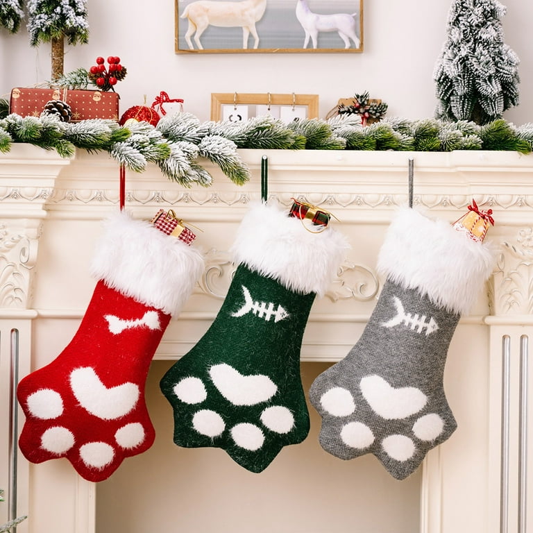 6 Piece Christmas Stocking Set, Xmas Holiday Home Decorations