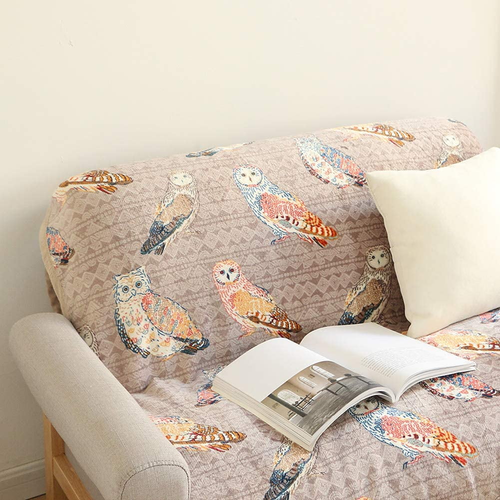 Ukeler Flannel Sherpa Throws 50'' x 60'' - Cute Colorful Owl Design Soft Plush Flannel Blanket Throws for Bed/Couch/Sofa/Office/Camping
