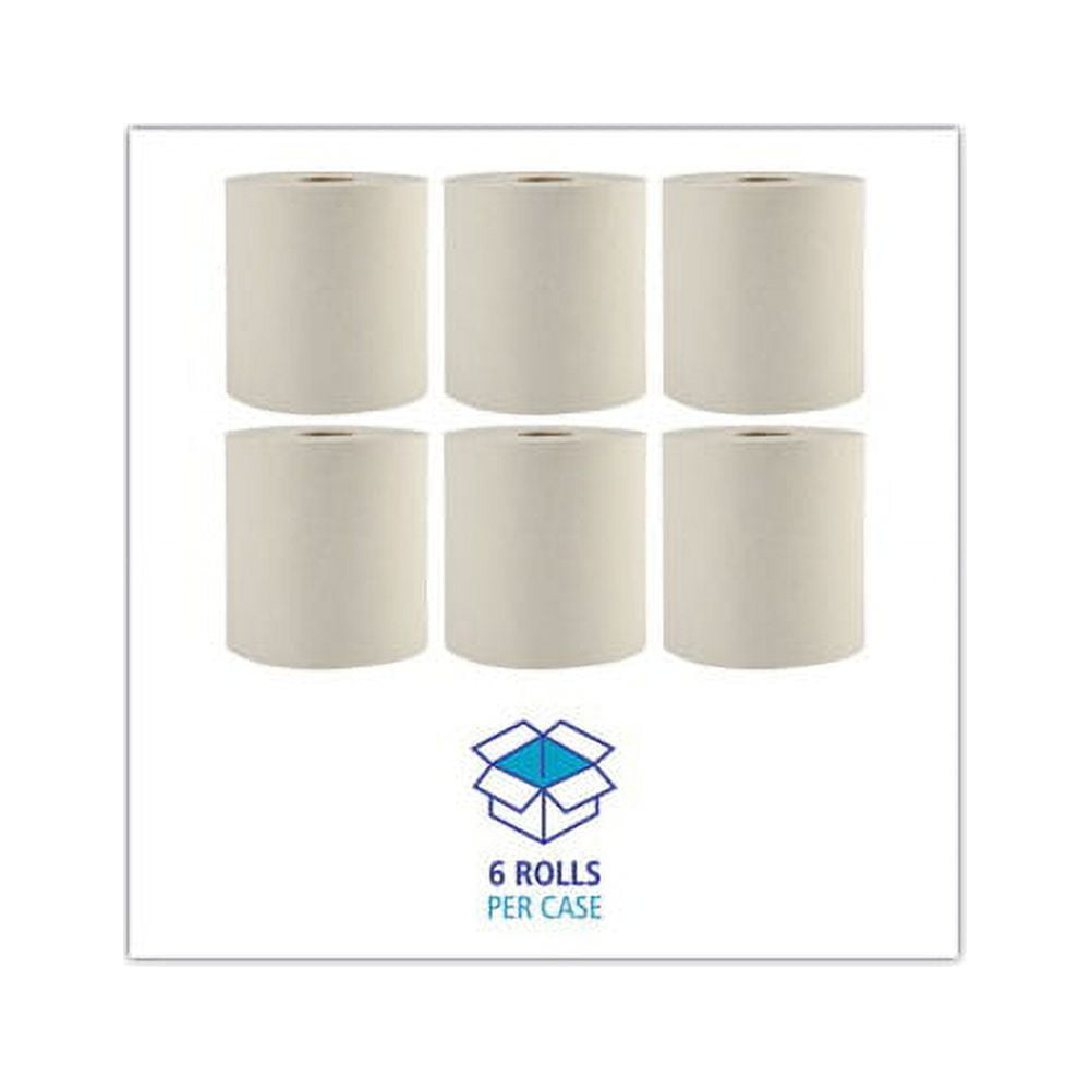 Boardwalk 16GREEN Green Seal Recycled Paper Towel Roll, Hardwound, Universal Roll Towels, Natural, 8" x 800 ft (Case of 6)