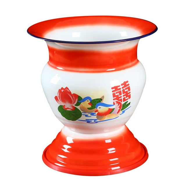 Shisuyan 1Pc Enamel Spittoon Convenient Toilet Vintage Chinese Style Spittoon for Home