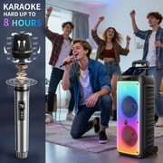 JYX Karaoke Machine for Adult, Dual 8 Subwoofer Bluetooth Speaker with Wheels, Home Karaoke System, T38-T