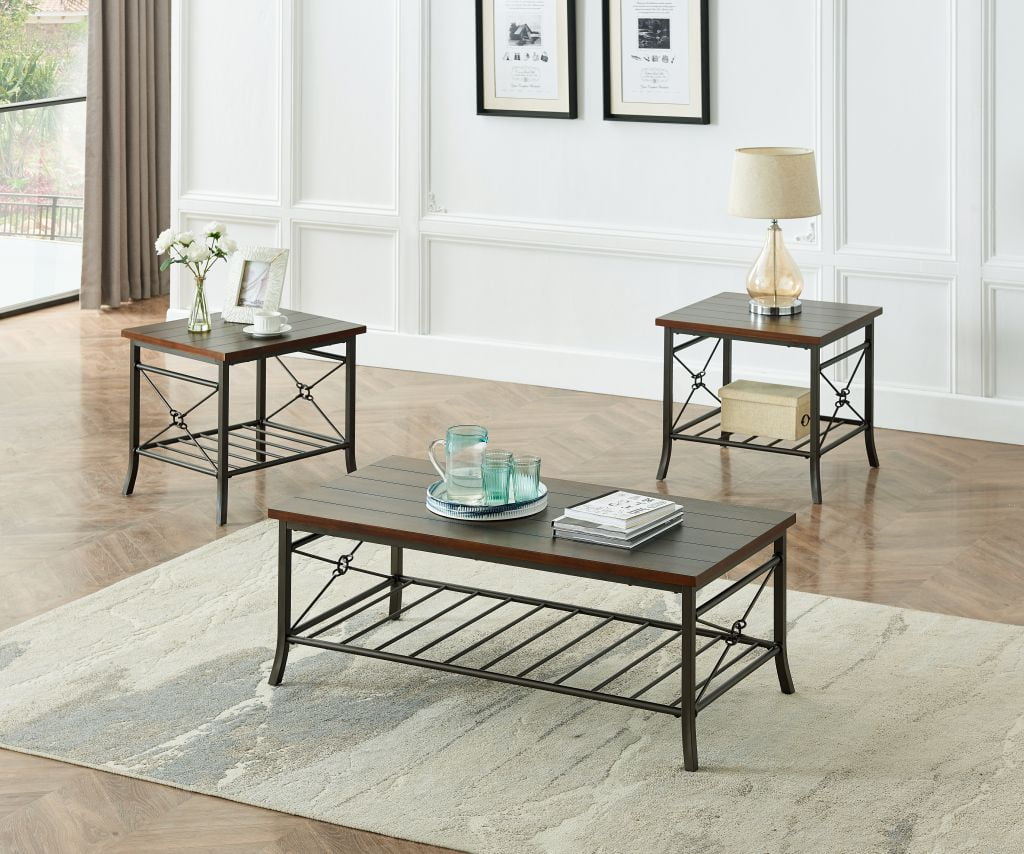 Cocktail Table Set of 3 for Living Room, 3Piece Occasional Table Set,1