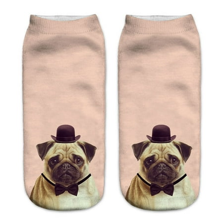 

1 Pair 3D Printed Socks Puppy Dog Low Cut Socks Printing Style Male Female Christmas Wear