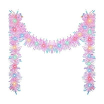 Pink Tinsel Garland Lighted Metallic Twist Decoration for Christmas Tree Decorations Hanging Colorful LED Garland for Xmas Wedding New Year Birthday Party Supplies, 16.4 Feet
