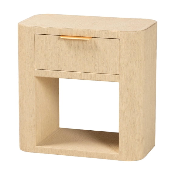 bali & pari Beauford Grasscloth 1-Drawer Nightstand with Open Shelf
