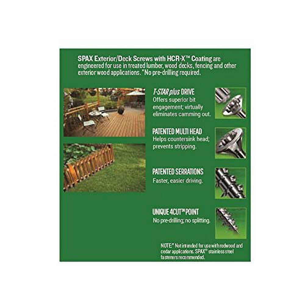 SPAX #8 x 2" Exterior Flat Head Deck Wood Screws Construction Torx T-Star Plus Pack of 5/770 Total /154 EA Pack Bit Included Rust Resistant